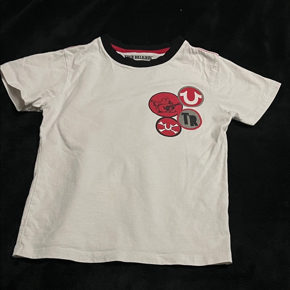 True Religion Kids White Tee with Red and Black Accents